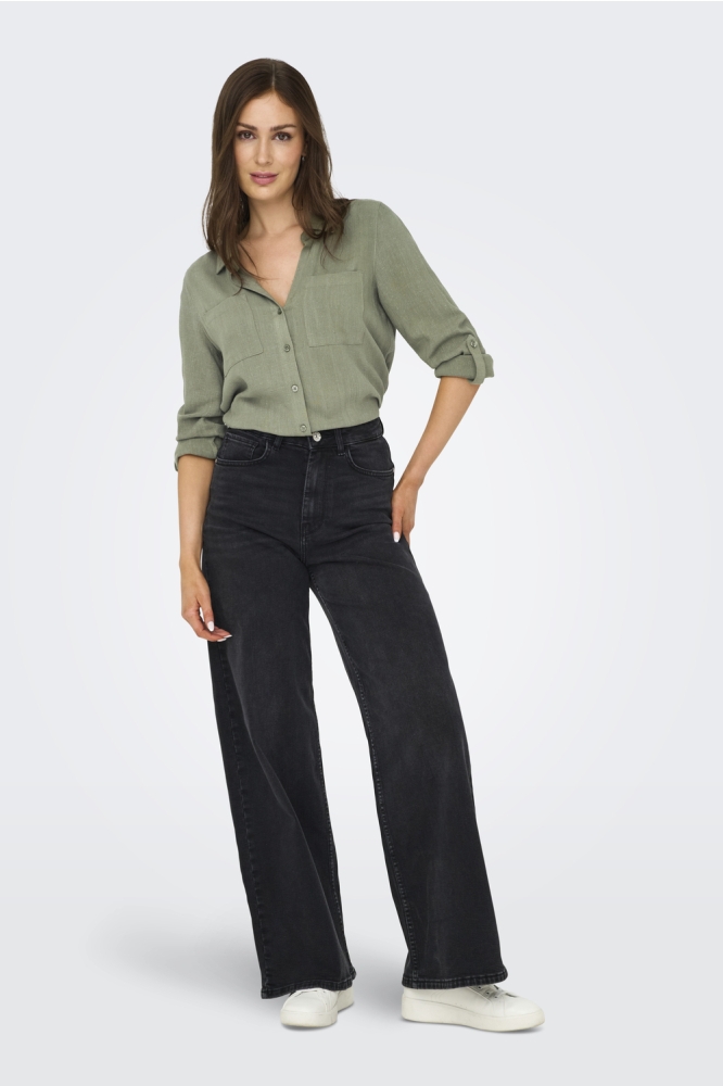 ONLYASMIN-SIESTA LS LINEN BL SHIRT 15349102 DEEP LICHEN GREEN
